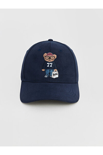 LC Waikiki Vizyon New Season Navy Blue Bear Teddy Embroidered Men's Cap Hat