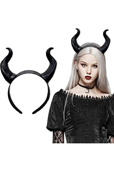 HI-FINE (eb334)Black Devil Horns Headband, Halloween Demon Horn Hairband, Cos...