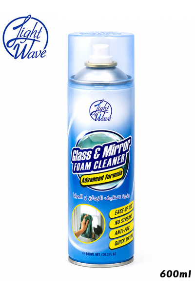 Light Wave Glass & Mirror Foam Cleaner 600ml Streak-Free Shine Anti-Fog Quick...