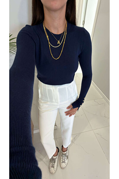 BİRCANÇİL Dlvin Sodde Navy Blue Knitwear with Sleeve Detail