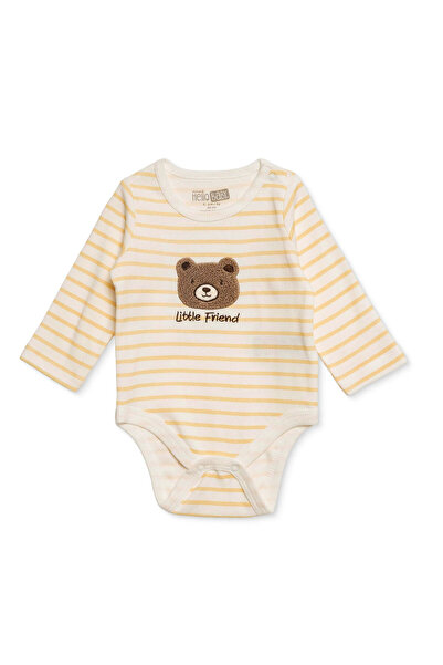 ebebek Hello Baby Erkek Bebek Çizgili Uzun Kollu Body Çıtçıtlı Yaka %100 Pamuk