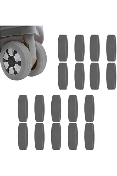SAHENITEANA Silver Luggage Wheel Guard - 16pcs Silicone Covers, Reduces Noise