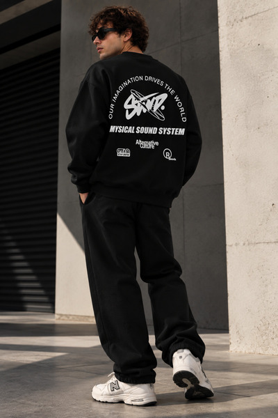 HAI COLLECTİON Erkek 3 İplik Sırt Grafik Baskılı Oversize Sweatshirt – Bisikl...