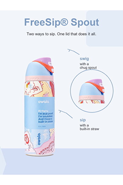 Generic Owala 24oz Insulated Stainless Steel Water Bottle with Straw Lid, Pink