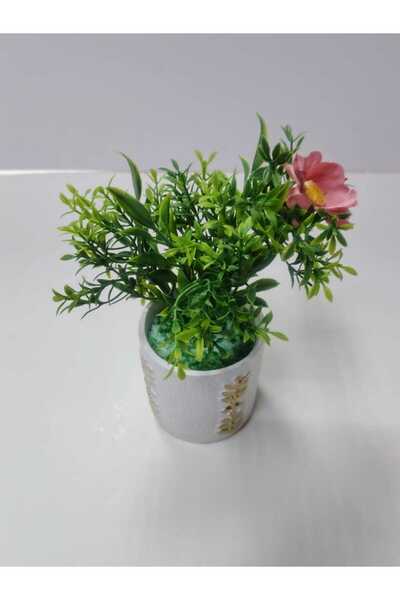 Generic Brand نبات شجيرات خضراء اصطناعية في وعاء زخرفي أبيض