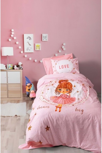 Cotton Box Rf Junior -Jerry Pink- Single Duvet Cover Set with Elastic Sheets