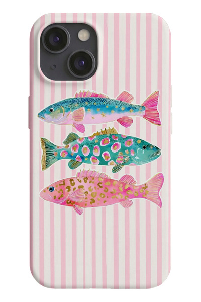 farifra iPhone 13/14 Uyumlu Desenli Silikon Lansman Telefon Kılıfı -M027PEMBE...
