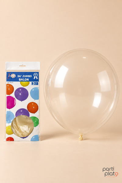 HBK Balon Hbk Latex Transparent Balloon 36 Inch 90 cm 3 Pieces, Large Size Tr...