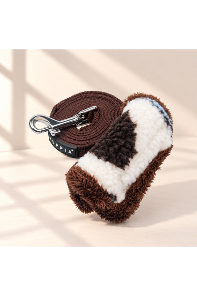 puppia Köpek Gezdirme Kayışı – Peluş Desenli Kahverengi
