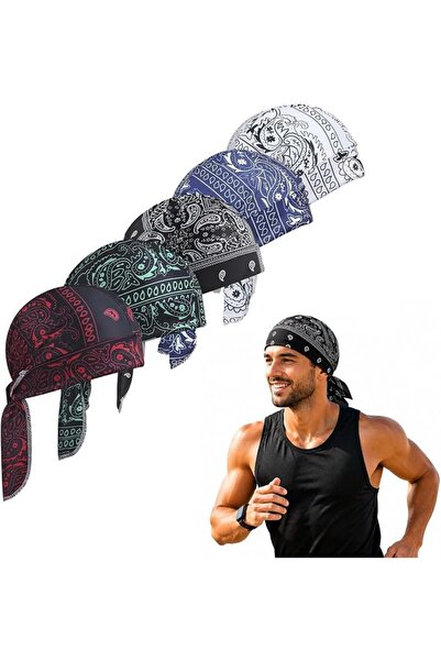 Generic 5 Pack Breathable Sweat Wicking Head Wrap Bandana for Men Women, Pira...