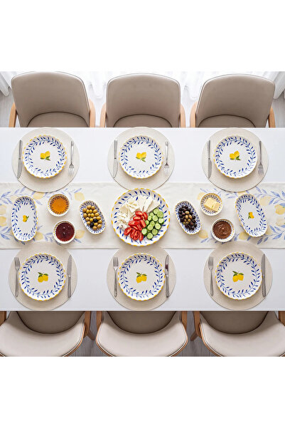 Güral Porselen Limoni 15 Piece Porcelain Breakfast Set for 6 People