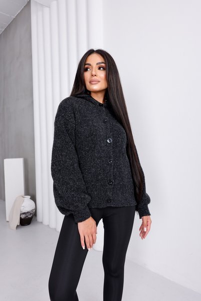 For Angels Cardigan cu glugă și nasturi