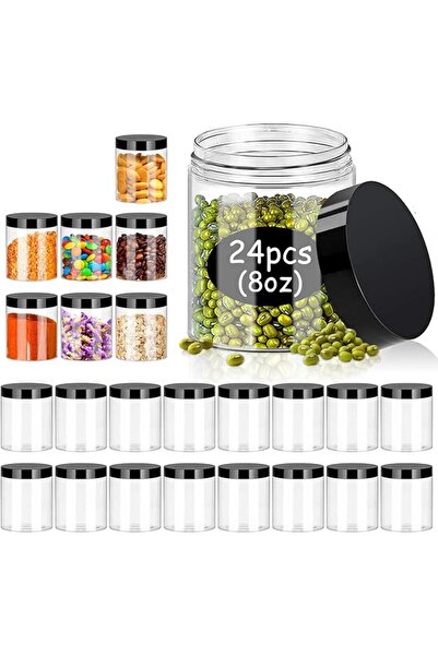NALACAL 8oz Plastic Jars with Lids, 24 Pack Clear Slime Containers, Stackable...