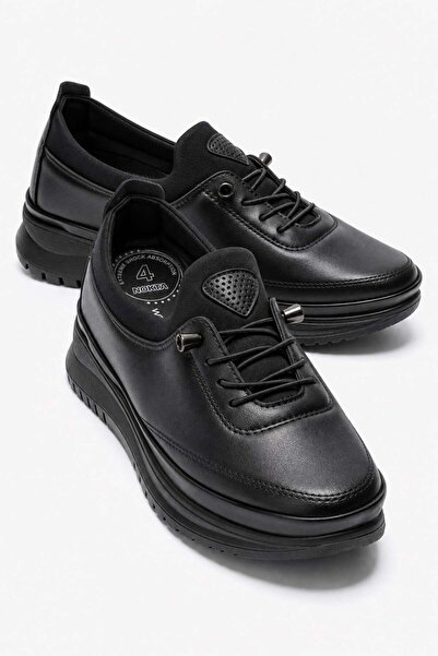 CCWAY AYAKKABI Stretchy Elastic Atom Poly Γυναικεία Casual Παπούτσια BLACK SKIN