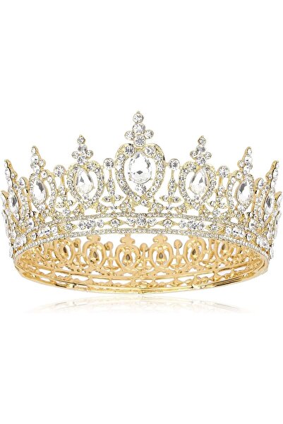 KASTWAVE Tiara Crown, Crystal Birthday Queen Baroque Wedding Crown, Gold Crys...
