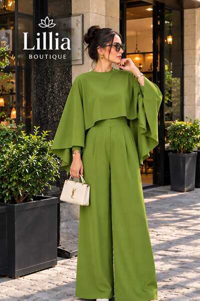 LiliaBoutique Kadın Premium Pelerinli Tesettür Tulum Takım