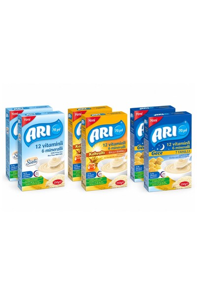 Arı Mama Pirinç Unu 250 gr Sade - Ballı İrmikli ve 7 Tahıllı Gece 6 lı Karma ...