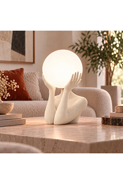 Aden Heykel Masa Lambası – Dekoratif Modern Salon ve Konsol Aydınlatması