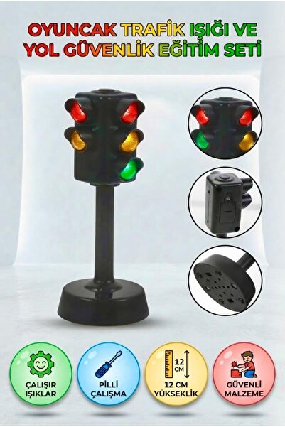 Tıfıl Toys Sesli ve Işıklı Trafik Lambası 12 cm Eğitici ve Öğretici Çocuk Oyu...