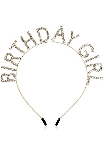 X SPRING Birthday Girl Headband, Gold Rhinestone Tiara Crown for Women, Spark...