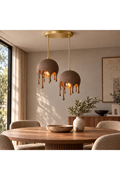 Melt Damla Sarkıt İkili Avize – Modern İkili Salon ve Yemek Odası Avizesi