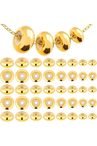 ELECDON 80pcs Stopper Beads Set 5/6/7/8mm Brass Spacer Beads with Rubber Inse...