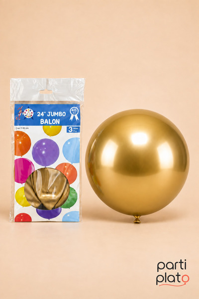 HBK Balon Hbk Latex Gold (Gold) Balloon 24 Inch 60 cm 3 Pieces, Large Size Go...