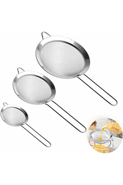 Home Zone 3 Pack Fine Mesh Strainer, Small Stainless Steel Sieves with Handle...