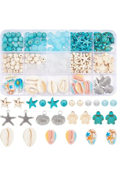 TERRIFI 1 Box 210Pcs Starfish Beads for Bracelets Jewelry Making Supplies, Tu...