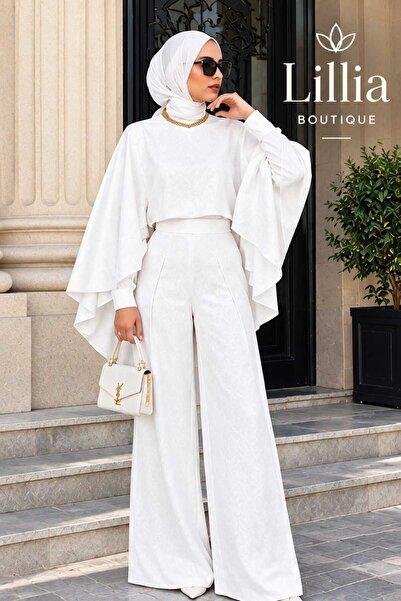 LiliaBoutique Kadın Premium Pelerinli Tesettür Tulum Takım