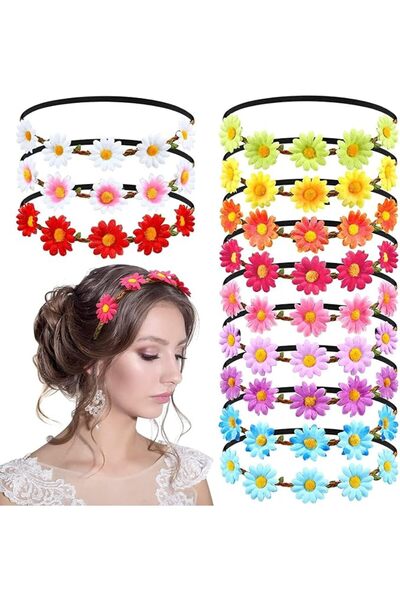 Bukela Multicolor Flower Headbands for Women Girl 12Pcs Sunflower Headbands M...