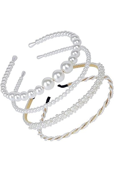 ASKIND Pearl Headbands for Women and Girls, 4-Piece Set, White Hair Accessori...
