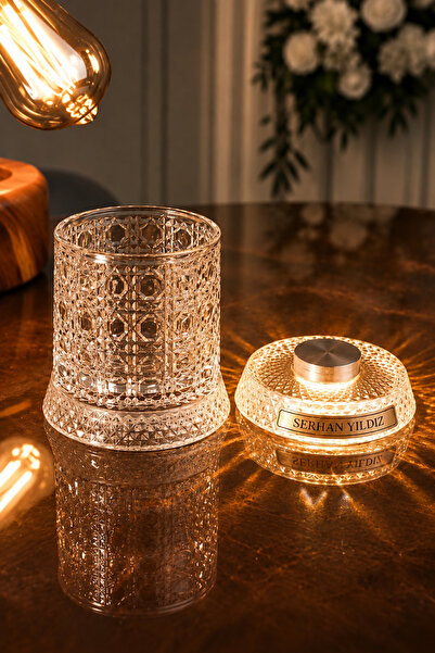 TRENDSHOPİC İsme Özel Led Işıklı Dönen Bardak, Metal Rulmanlı Lazer Kazıma, K...