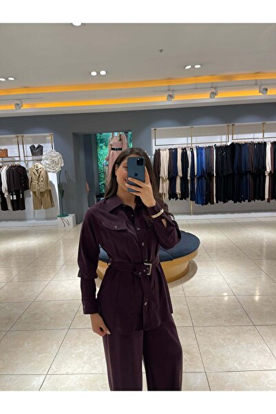 Moda İlgi Beli Kuşak Kemerli Tunik 15136 MÜRDÜM