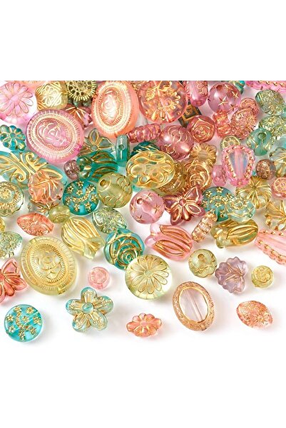 TERRIFI Acrylic Beads for Jewelry Making, Boho Czech Style Transparent Beads ...