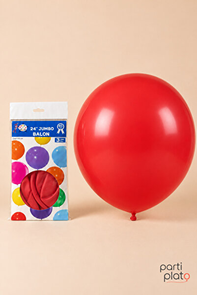 HBK Balon Hbk Latex Red Balloon 24 Inch 60 cm 3 Pieces, Large Size Red Birthd...
