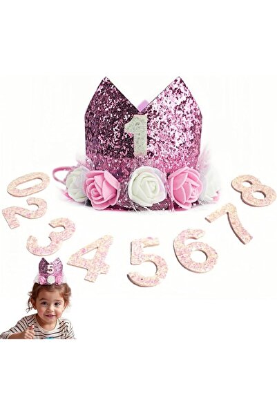 JDLYEVER Baby Birthday Crown Headwear Headband, Sparkle Flower Princess Party...