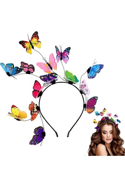 TERRIFI Butterfly Headband Fascinators for Women,Crazy Hair Day Accessories f...