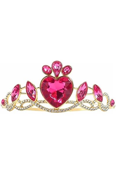 SYOSI Gold Tiara with Pink Heart Rhinestones, Princess Crown for Women Girls,...
