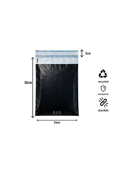 Siyah Cepsiz Kargo Poşeti 24×30 cm 40 Mikron 100 Adet