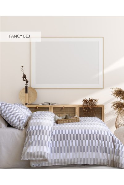 İyi Geceler İstanbul Ranforce Double Duvet Cover Set - Fancy Beige