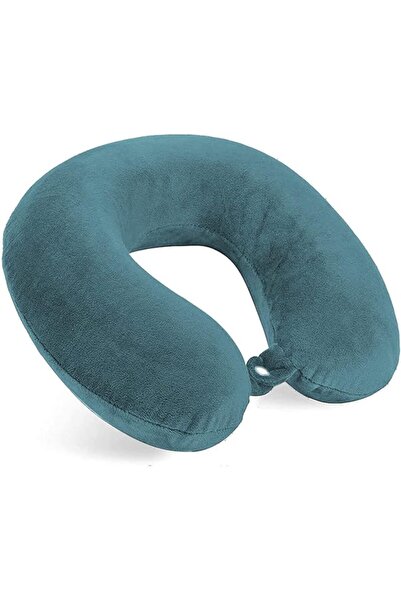 Kunzita Velvet Neck and Travel Pillow - 30x25 cm - Color Turquoise