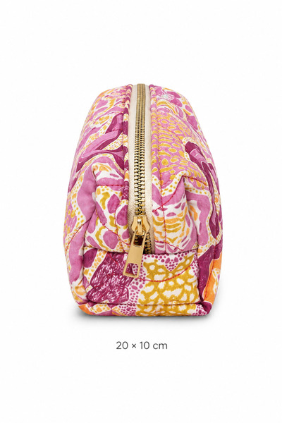 WOLF & ROCK Pembe Etnik Desen Kalemlik ve Makyaj Çantası