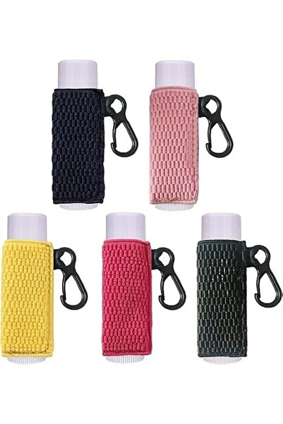 TERRIFI 5-Pcs Lip Balm Keychain Holder Set, Clip-On Elastic Chapstick Sleeves...
