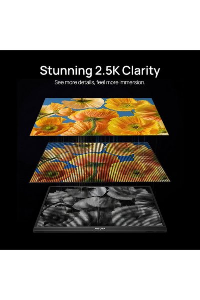 Arzopa 16" 2.5K Portable Monitor, 2560x1600 QHD IPS Display 123% sRGB with Built-in Stand USB-C HDMI Eye Care External Second Screen for Mac Laptop Phone PS4/5 Xbox Switch -Z1RC