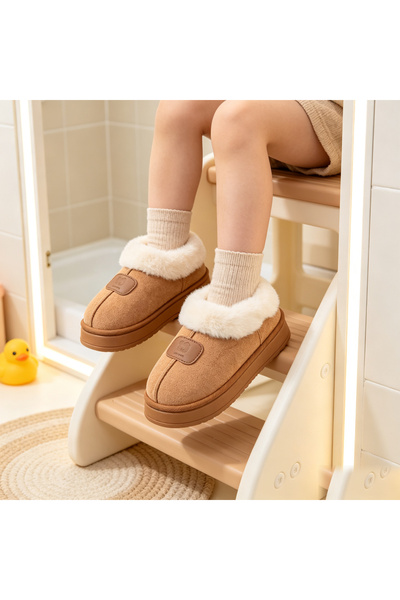 OEM Children’s slippers, with fur trim, PC13, Camel