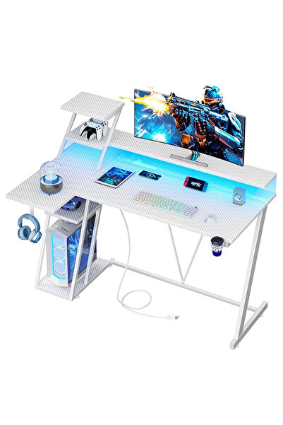 GENNEL Birou Gaming Reversibil, ,100*75cm, Cu LED RGB (Aplicație & Telecomand...
