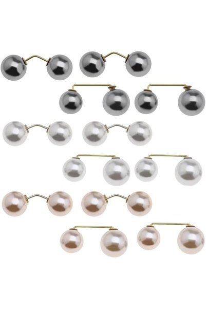 GENERAL 12PCS Faux Pearl Brooch Pin Anti-Exposure Neckline Safety Pin Clip fo...