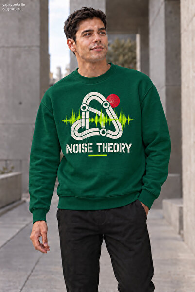 caddekombin Men's Noise Theory Written Crew Neck Casual Regular Fit Sweatshirt