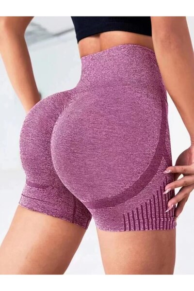 Choice L Purple Women Yoga Shorts High Waist Workout Shorts Fitness Yoga Lift...